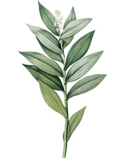 Botanical Vintage Smilacina Stellata Illustration on Isolated Background