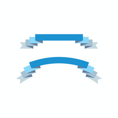 Vector blue ribbon icon and symbol illustration.