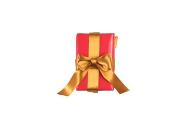 Gift for Christmas or anniversary, with golden bow, with transparencies, PNG format	