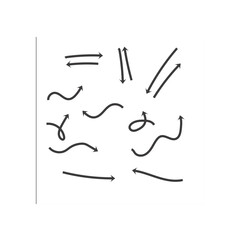 Sketch line arrow element. Hand-drawn doodle sketch style. Arrow, brush decoration. Vector illustration