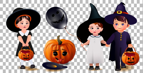 little kids in Hallowe'en costumes.