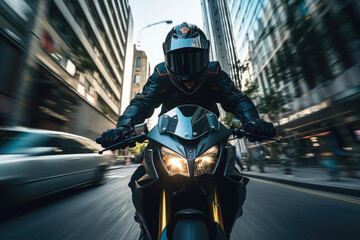 Motorbike rider in the city