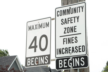 maximum 40 begins community safety zone fines increased begins vertical rectangle signs next to...