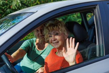 Friends, senior women and travel, adventure in city and happiness, freedom outdoor with smile....