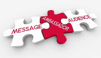 Ambassador Puzzle Piece Fills Gap Between Message and Audience Diplomat Communication 3d Illustration - Powered by Adobe
