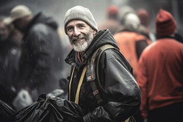 Obraz premium Portrait of a volunteer engaged in community service, symbolizing the spirit of giving and compassion 
