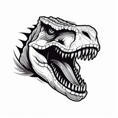 Vector graphic, dinosaur head, vintage monochrome, logo, cartoon, Comic style, white background,Generative AI	