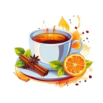 watercolor cup tea orange cinnamon sticks clip art preview