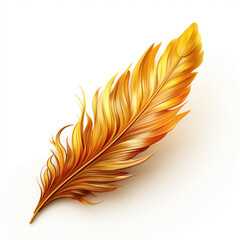 Golden feather of mystical bird, in a boho style.