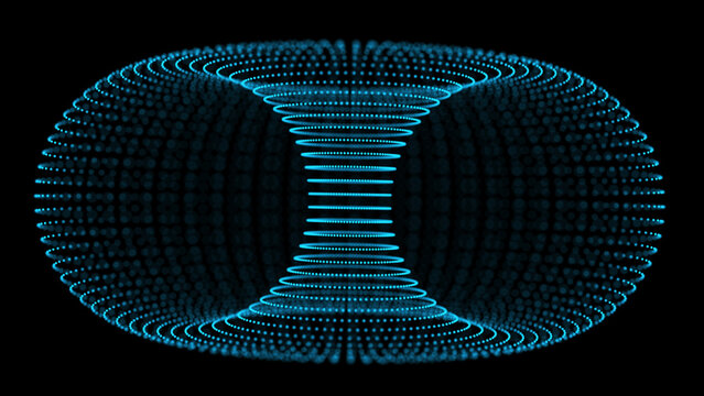 Futuristic abstract warmhole frame tunnel or portal. 3D hole line grid background. For website and banner design. Big data visualization. 3d rendering.