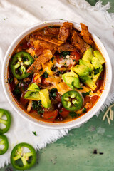 Close Up of Chicken Tortilla Soup 