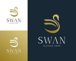 Abstract luxury swan logo design vector illustration