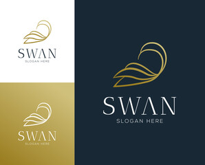 Abstract luxury swan logo design vector illustration