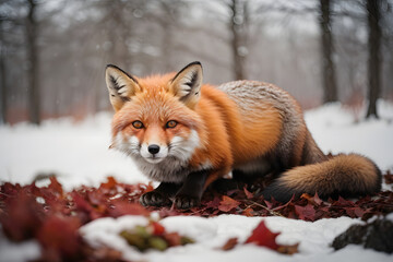 Obraz premium red fox in snow