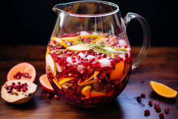 Festive Sangria With Apples Oranges And Pomegranate