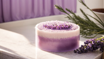 Obraz na płótnie Canvas Cosmetic soap lavender flower, bathroom