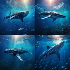 Set Whales Swimming The Ocean
