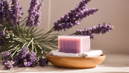 Cosmetic soap lavender flower, bathroom