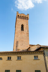 Fototapeta premium bell tower of the Cathedral of Santa Maria Assunta e San Genesio in San Miniato, province of Pisa, Tuscany, Italy