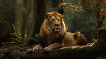 majestic lion in the woods