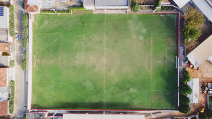high view of a soccer field