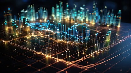Data flow chart over big city