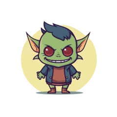 Fotobehang Kawaii goblin character  ideal for Halloween, spooky events, clipart, and sticker creations. © Gregory O'Brien