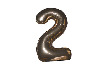 Number 2 two digits inflated from a balloon air object on a white isolated background