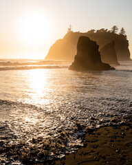 Ruby Beach, Washington State at sunset.  © foxespdx