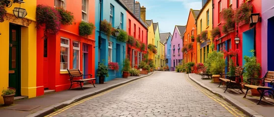 Fotobehang Colorful street in the town © adam