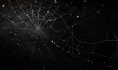 spider web with dew drops background 