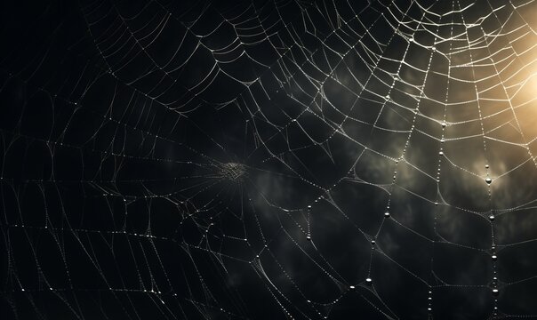 spider web with dew drops background 