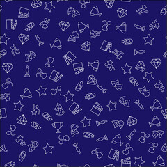 Diamond, Script, Star, Seamless vector pattern made of line icons. Suitable for web wrapping, printing, web sites, apps