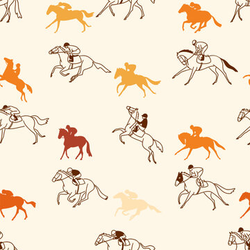 Horse racing, seamless vector pattern
