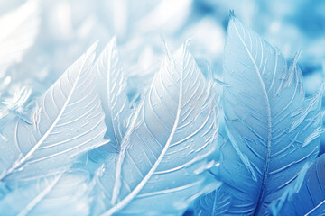 Frosted Leaves Background in Blue Tones