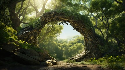 Nature background - a serene forest path painting with vibrant colors and beautiful scenery