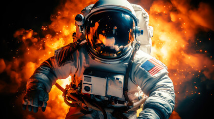 Cosmic Voyager: An Astronaut's Journey in the Vastness of Space as Depicted by Generative AI