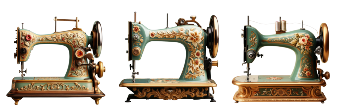 Png Set Old sewing machine on a transparent background