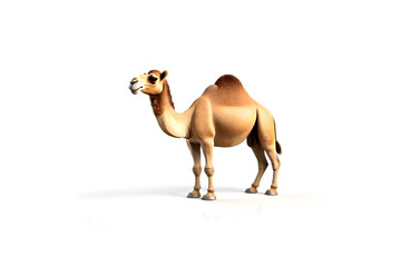 3D character style camel standing on an isolated empty white background - Generative AI