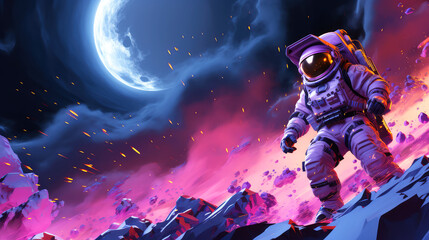 Cosmic Voyager: An Astronaut's Journey in the Vastness of Space as Depicted by Generative AI