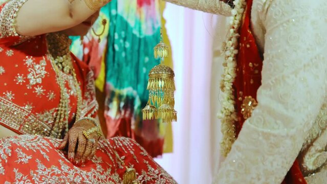 Indian Hindu couple giving their Rituals is being performed during wedding ceremony. elements Rituals ceremony