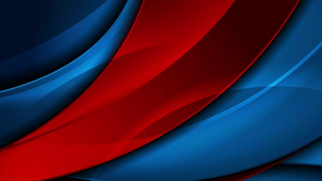 Bright blue and red abstract glossy waves corporate background. Seamless looping futuristic wavy motion design. Video animation Ultra HD 4K 3840x2160