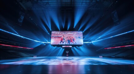 A big led screen in a sports arena.