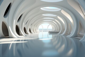 Obraz premium Architecture, Realistic background in futuristic style, white clean background. 3d rendering.