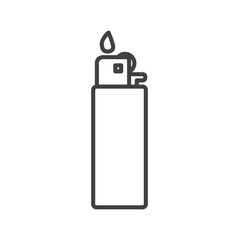 Gas Lighter icon design, Lighter fire flame simple line icon. Symbol, logo, lighter icon vector illustration in line style isolated on white background. - obrazy, fototapety, plakaty