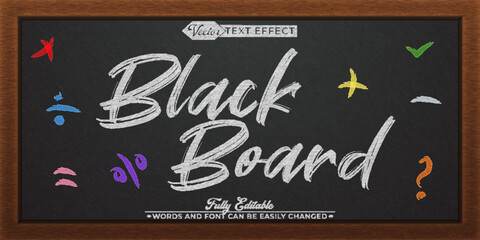 Black Board Chalk Vector Editable Text Effect Template