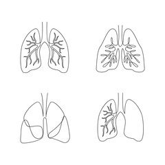 lung single line illustration drawing template