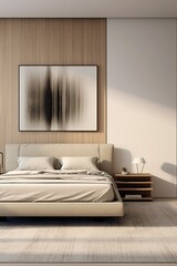 Minimalist Bedroom Design with Modern Art and Neutral Tones