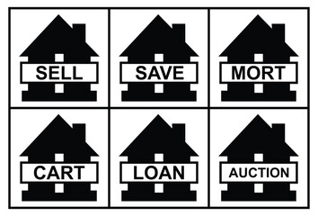 Set of icons on the theme of the sale of real estate. Set of Real Estate and Building Icons Isolated on White Background