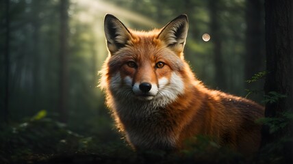 Obraz premium red fox in the forest cinematic